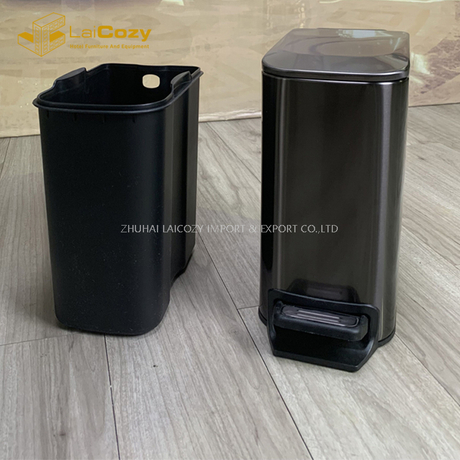 Hotel Durable Black Color Pedal Indoor Bathroom Dustbins