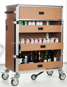 Carrito de comida para habitación de hotel, carrito de reabastecimiento de bebidas de aluminio, carrito multifunción con puerta