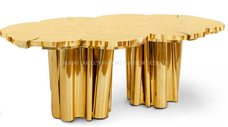  Muebles modernos de lujo Titanium Golden 304 Mesa de comedor de acero inoxidable