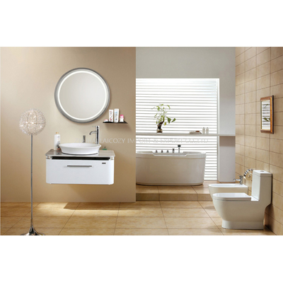Gabinete de baño de acero inoxidable 304 del cuarto de baño del hotel de moda con espejo redondo