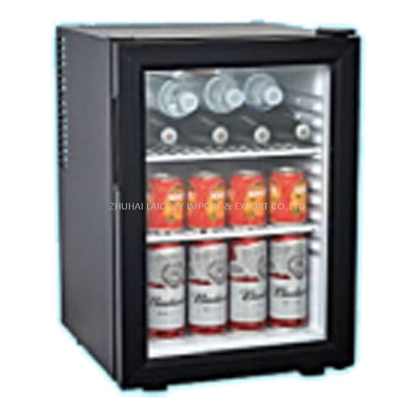 Refrigerador de 40 litros competitivo, sin ruido, hotel, minibar, congelador, puerta de vidrio