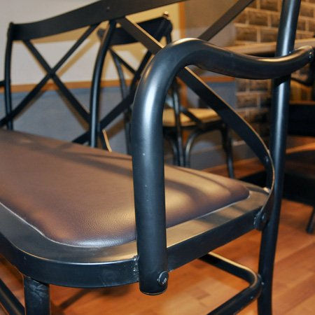 Hotel Restaurante Silla de acero Sillas largas Silla de hierro de cuero PU