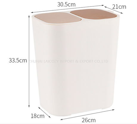 Cubo de basura para dormitorio, baño, cubo de basura clasificado de plástico, cocina, separación de ropa seca y húmeda, bote de basura con prensa