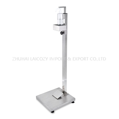 Soporte dispensador de desinfectante de manos con pedal de acero inoxidable 