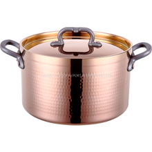 Olla de martillado de cobre de tres capas comercial de buena calidad disponible para cocina de inducción