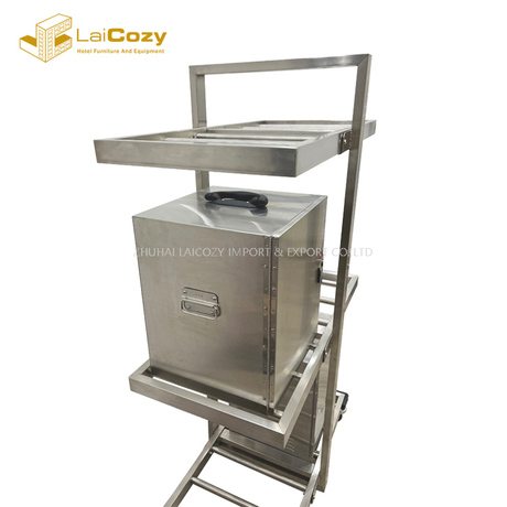 Hotel Room Service Hot Box Storage Stand 304 Stainless Steel Transportation Cart