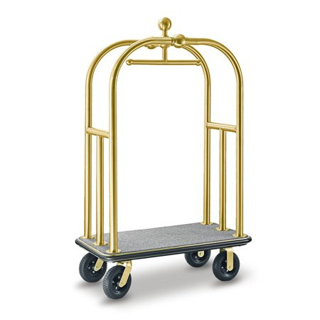 Carro de equipaje de metal para vestíbulo de hotel, plegable, dorado, grande 