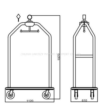 Carro de equipaje con base de cubierta de vinilo plegable de lujo para hotel 