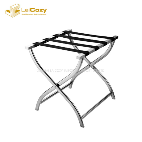 Portaequipajes plegable moderno y elegante de acero inoxidable para hotel