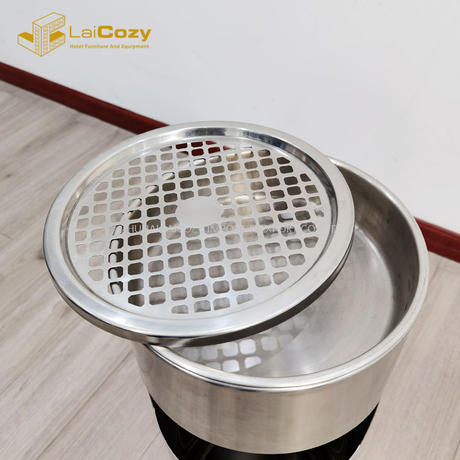 Cubos de basura de metal para interiores redondos de hotel con tapa