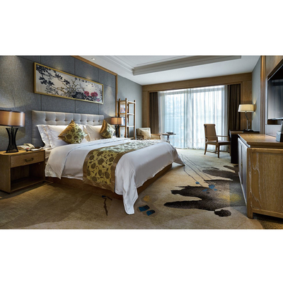 Muebles comerciales de la cama del hotel de la chapa de madera sólida