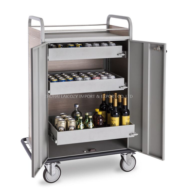 Carro multifunción de alta calidad para reabastecimiento de bebidas, tablero gris de hotel de 5 estrellas