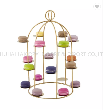 Soporte para pasteles de buffet de hotel, estante dorado para refrigerios de macarrones de acero inoxidable 