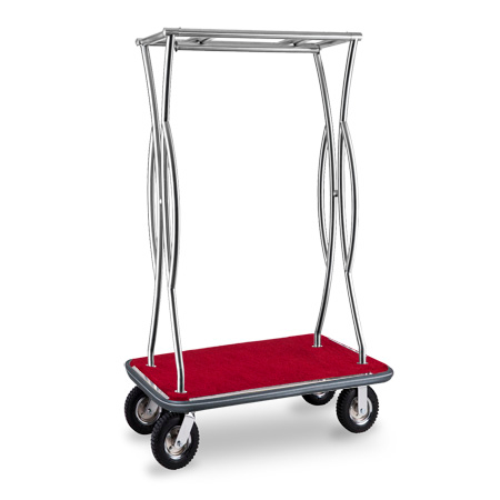 Carro de botones con ruedas de acero inoxidable para equipaje de hotel para huéspedes