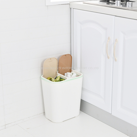 Cubo de basura para dormitorio, baño, cubo de basura clasificado de plástico, cocina, separación de ropa seca y húmeda, bote de basura con prensa