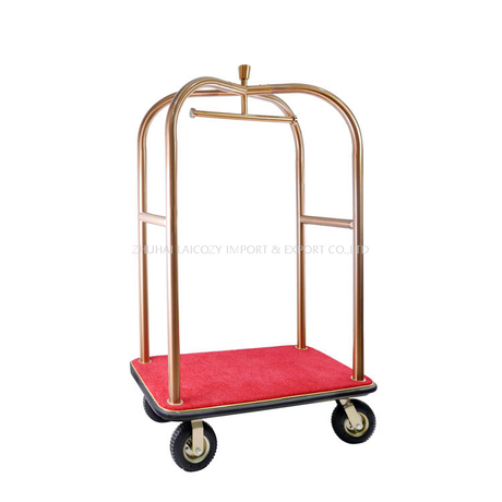 Muebles de hotel Carro de equipaje decorativo único con acabado dorado