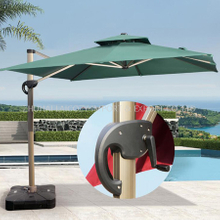 Paraguas cuadrado de nuevo estilo con base de mármol para piscina