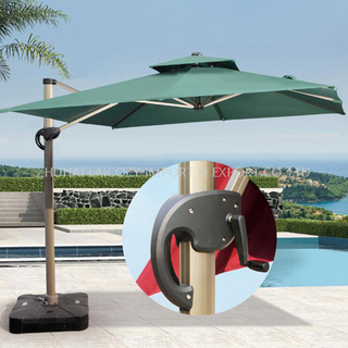 Paraguas cuadrado de nuevo estilo con base de mármol para piscina