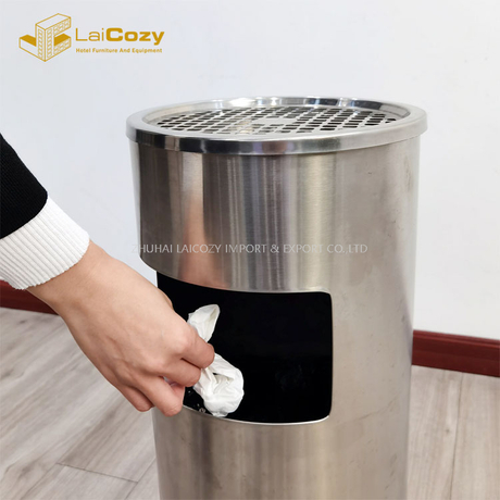 Cubos de basura de metal para interiores redondos de hotel con tapa