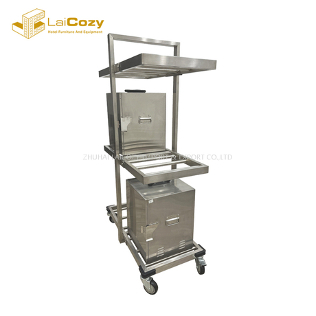 Hotel Room Service Hot Box Storage Stand 304 Stainless Steel Transportation Cart