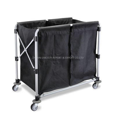 Nuevo Carrito de lavandería plegable de acero de gran tamaño para limpieza de Hotel, carrito para ropa