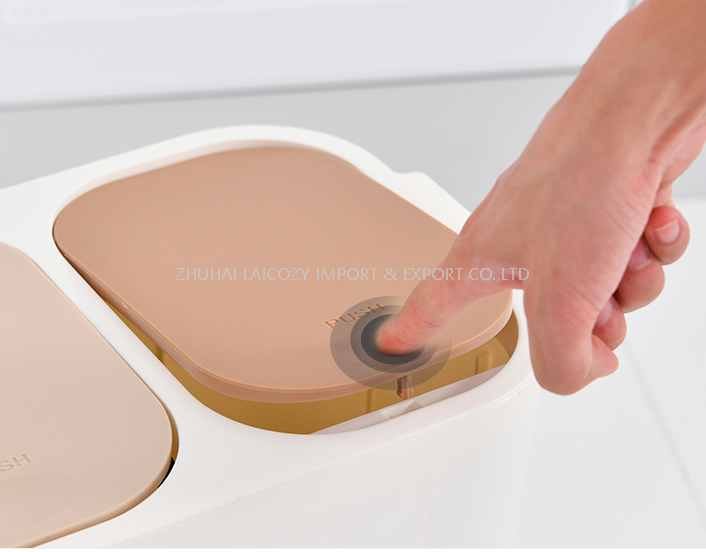 Cubo de basura para dormitorio, baño, cubo de basura clasificado de plástico, cocina, separación de ropa seca y húmeda, bote de basura con prensa
