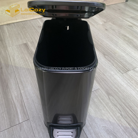 Hotel Durable Black Color Pedal Indoor Bathroom Dustbins