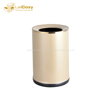Cubos de basura interiores redondos de acero inoxidable de oro rosa de lujo